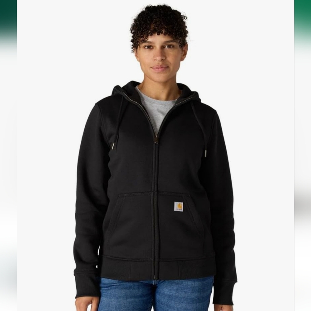 Carhartt Women's Black Relaxed Fit Zip Up Hoodie Sz M